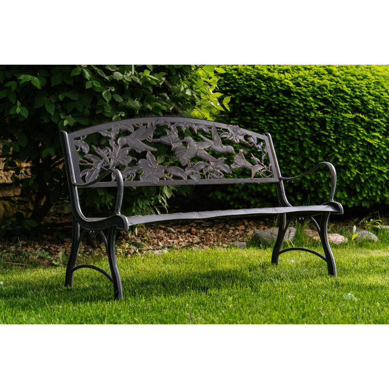 Alcott Hill Kuebel Cast Iron Hummingbird Garden Bench Wayfair